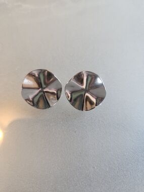 Round Silver-Tone Stud Earrings